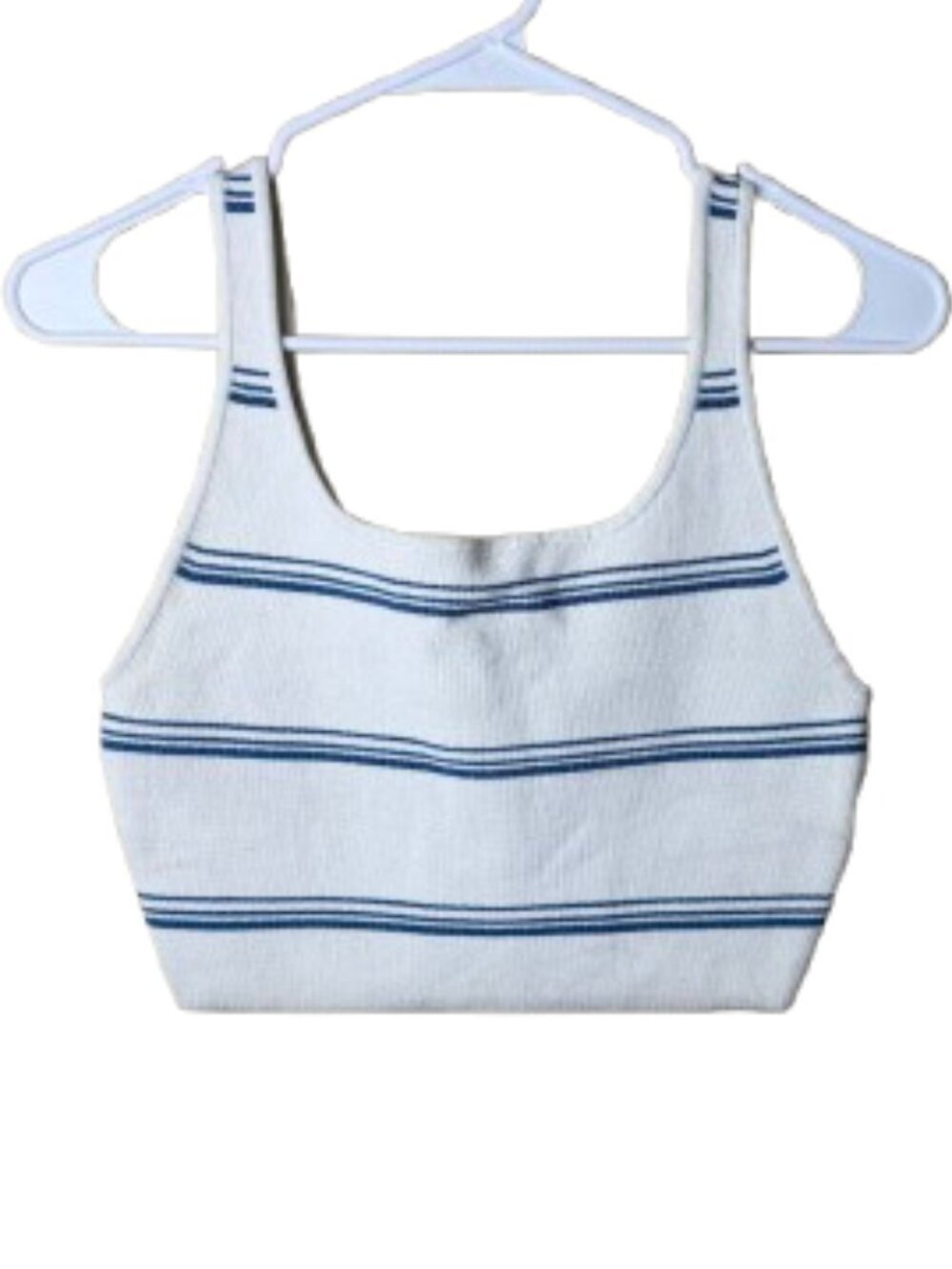 Aritzia Babaton Sculpt Knit Squareneck Cropped Tank Top Stripes Size Large
